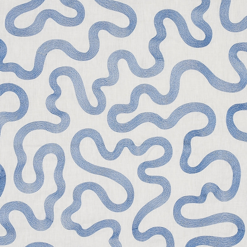 Purchase sample of 80790 Riley Embroidery, Navy On Ivory by Schumacher Fabric