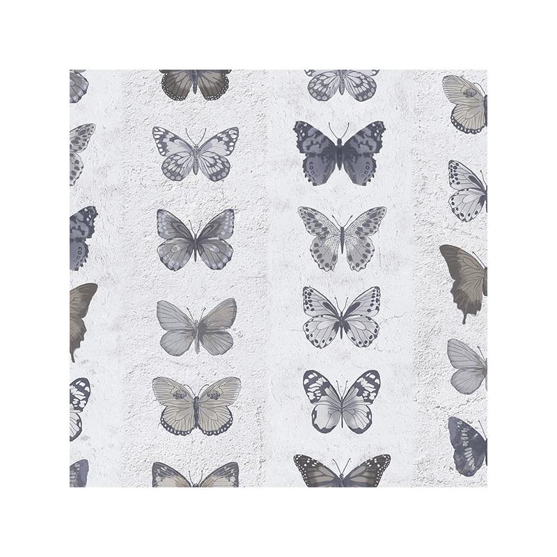 Sample G67991 Organic Textures, Blue Jewel Butterflies Stripe Wallpaper by Norwall