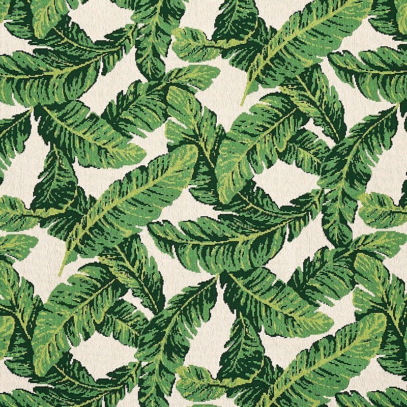 Purchase sample of 80090 Tropical Leaf Epingle, Green and Ivory by Schumacher Fabric