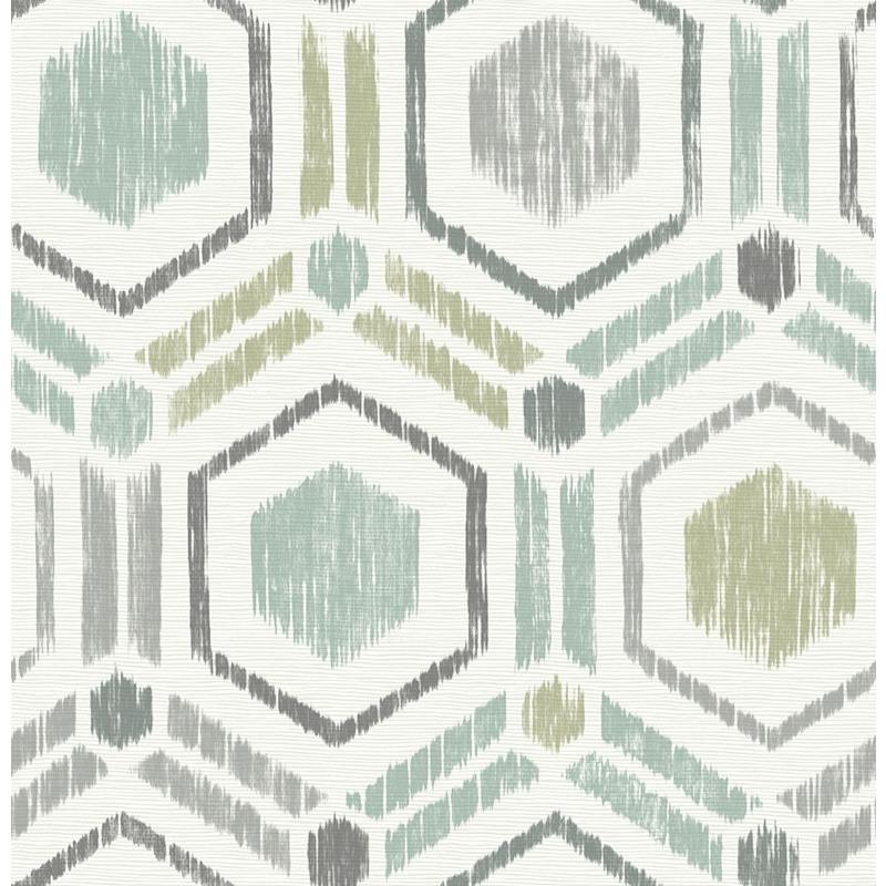 Sample 2901-25435 Perennial,  Borneo Light Green Geometric Grasscloth Wallpaper by A Street Prints