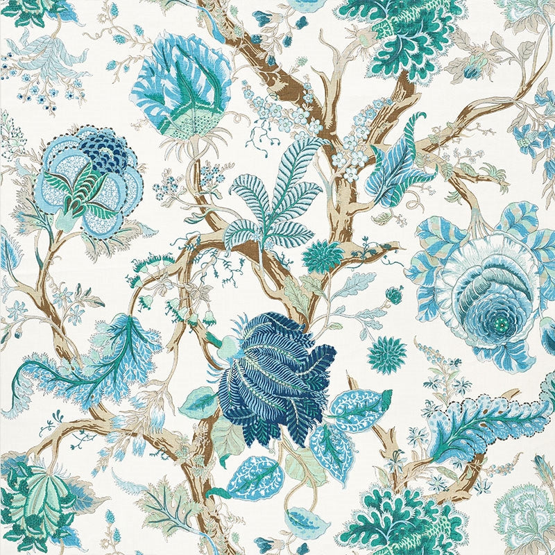 View 175784 Indian Arbre Peacock & Emerald by Schumacher Fabric