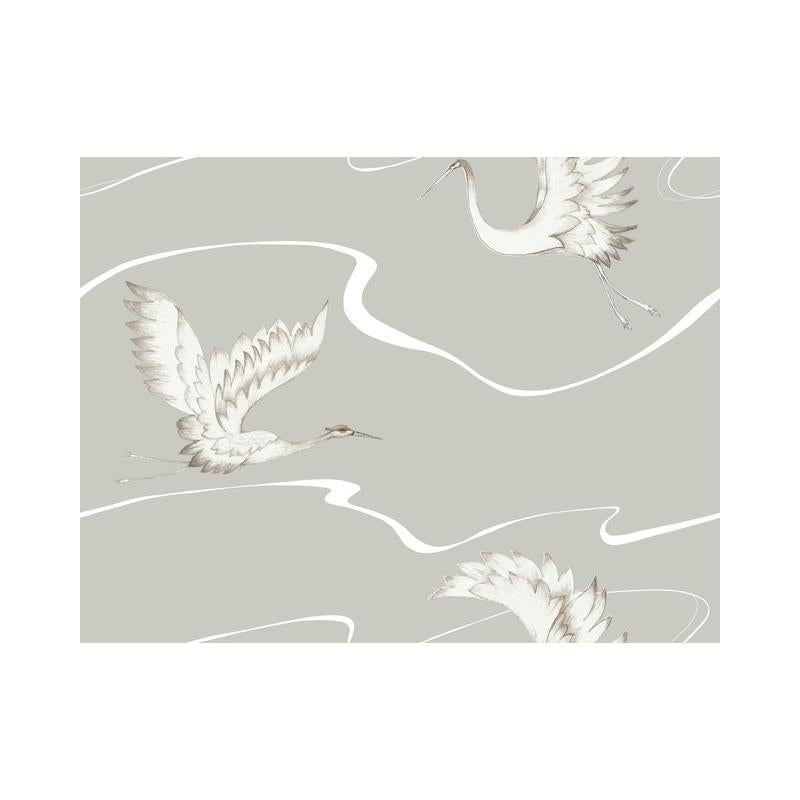 Sample BW3872 Soaring Cranes, Black and White Resource Library by York Wallpaper