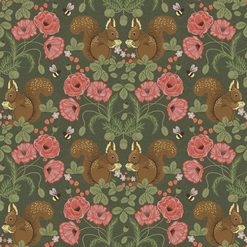 Looking for 2999-44124 Annelie Kurre Dark Green Woodland Damask Green Red A-Street Prints Wallpaper