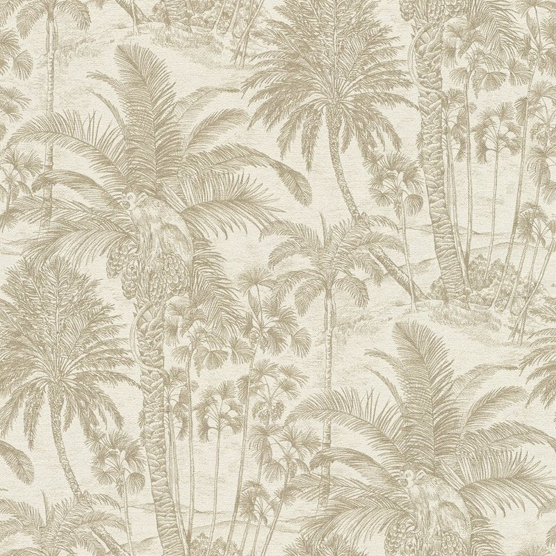 Select 4035-832549 Windsong Yubi Gold Palm Trees Wallpaper Neutral by Advantage