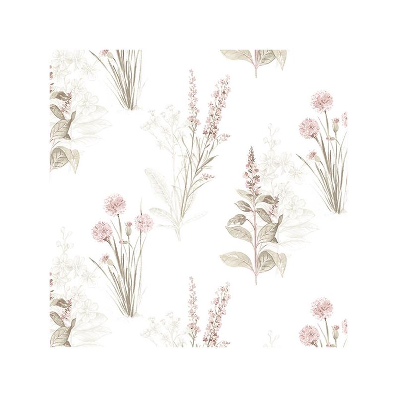 Sample AF37715 Flourish Abby Rose 4, Pink Flora Wallpaper in Pink, Khaki Grey by Norwall