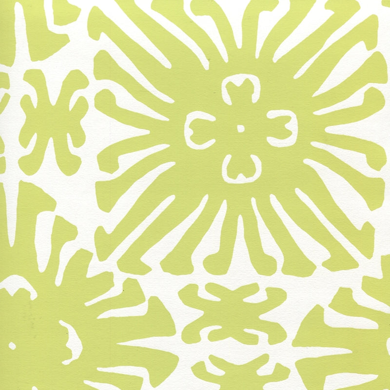 View 2475WP-11 Sigourney Small Scale Chartreuse on White by Quadrille Wallpaper