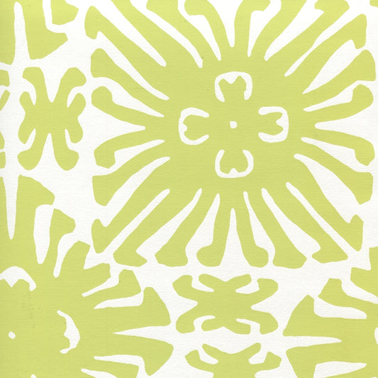 View 2475WP-11 Sigourney Small Scale Chartreuse on White by Quadrille Wallpaper