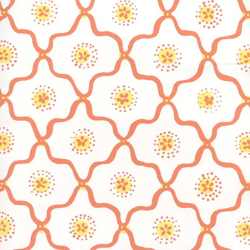 Find 306320W-02WWP Longfellow Orange Yellow On White by Quadrille Wallpaper