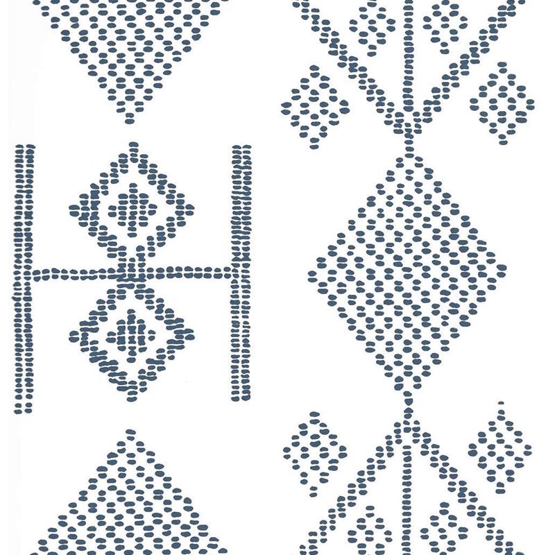 Save AP890-09AWP Vacances Navy on Almost White by Quadrille Wallpaper