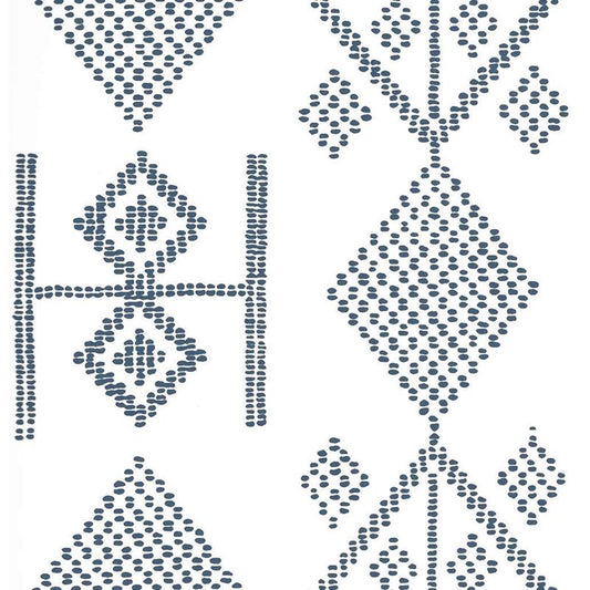 Save AP890-09AWP Vacances Navy on Almost White by Quadrille Wallpaper