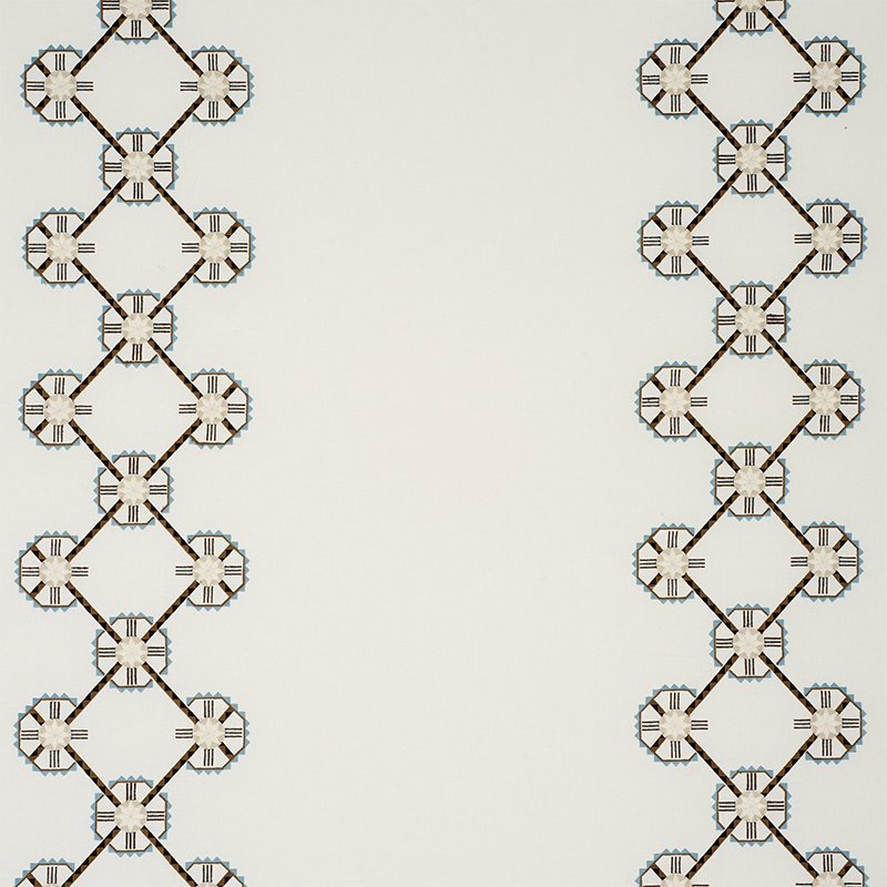 Purchase sample of 77600 Chamizal Embroidery, Neutral & Sky by Schumacher Fabric