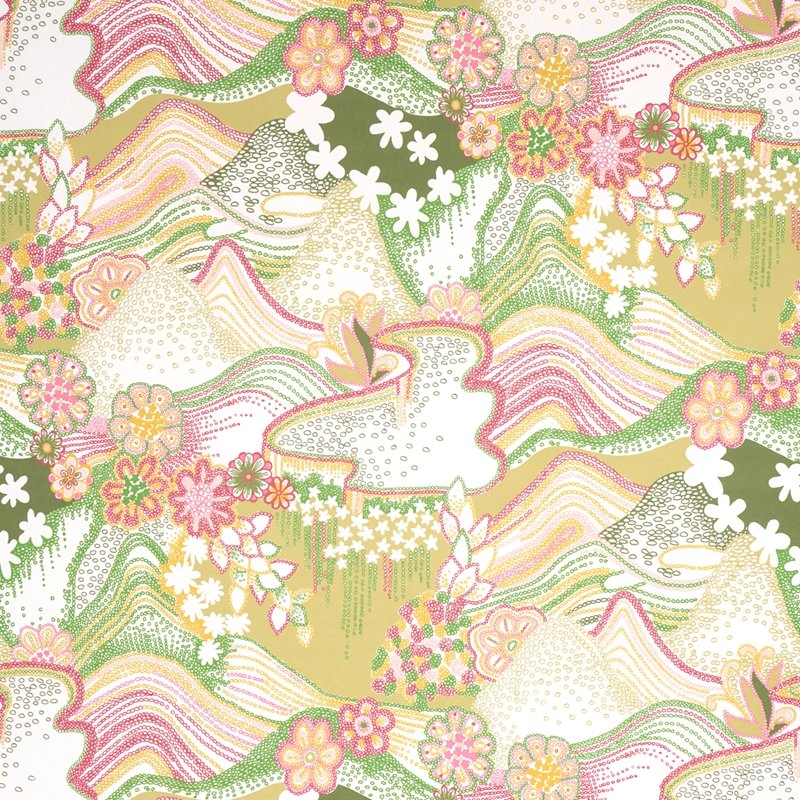 Order 5013551 Daisy Chain Green And Pink Schumacher Wallcovering Wallpaper