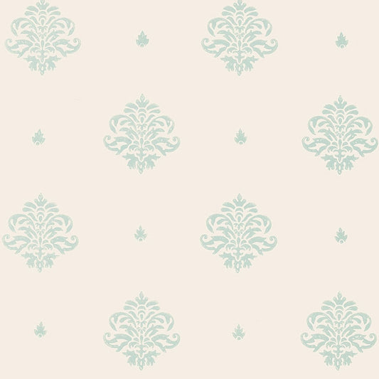 View 5005352 Mayla Damask Water Blue Schumacher Wallpaper