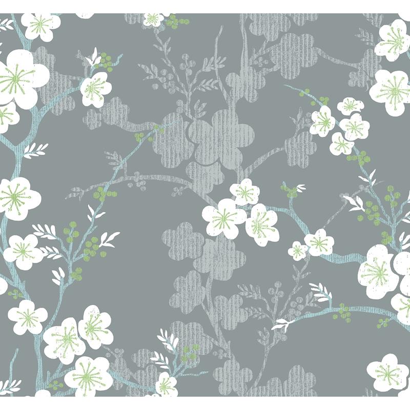 Select 2973-90108 Daylight Nicolette Grey Floral Trail Grey A-Street Prints Wallpaper