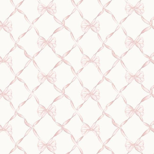 Search AST4114 LoveShackFancy Baby Bow Faded Primrose Ribbon Trellis Faded Primrose A-Street Prints Wallpaper