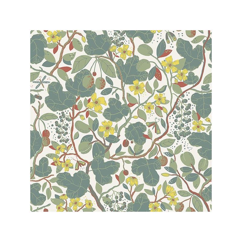 Sample 2932-65123 Lina, Ewald Turquoise Garden Vines  by A-Street Prints Wallpaper