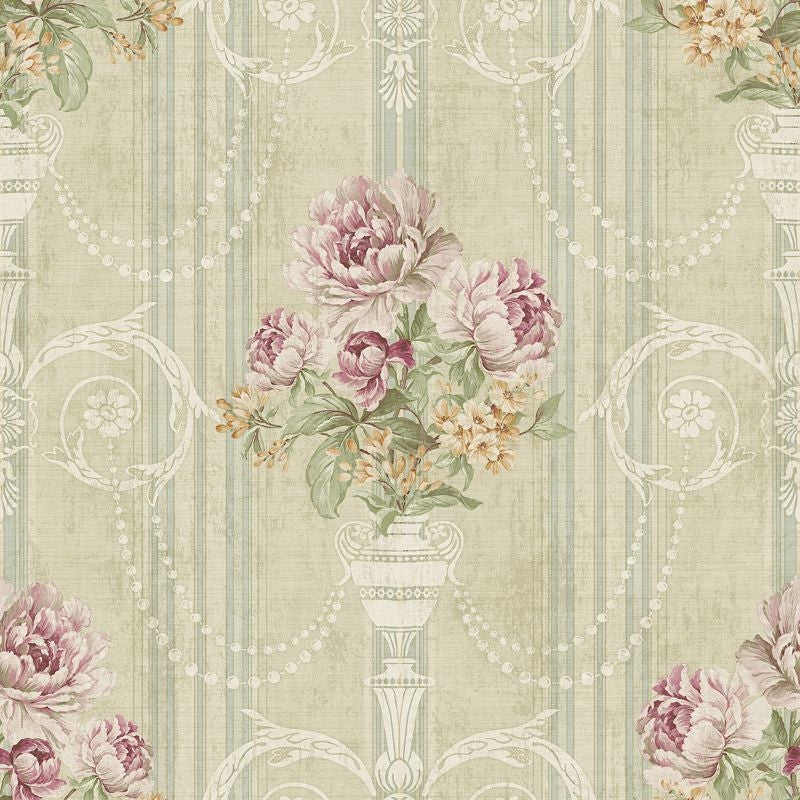 Buy VA10709 Via Allure 2 Stripe Bouquet  by Wallquest Wallpaper
