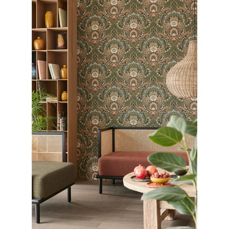 316014 Posy Nasrin Dark Green Damask Wallpaper by Eijffinger,316014 Posy Nasrin Dark Green Damask Wallpaper by Eijffinger2
