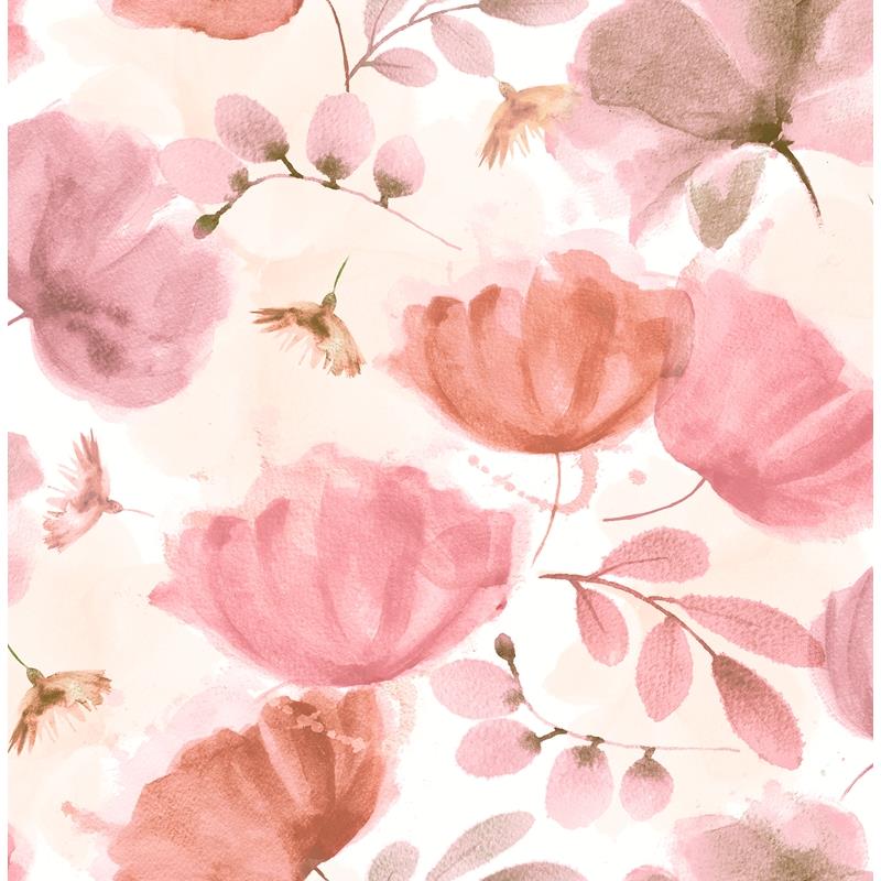 Buy 2904-25680 Fresh Start Kitchen & Bath Zahra Pink Floral Wallpaper Pink Brewster