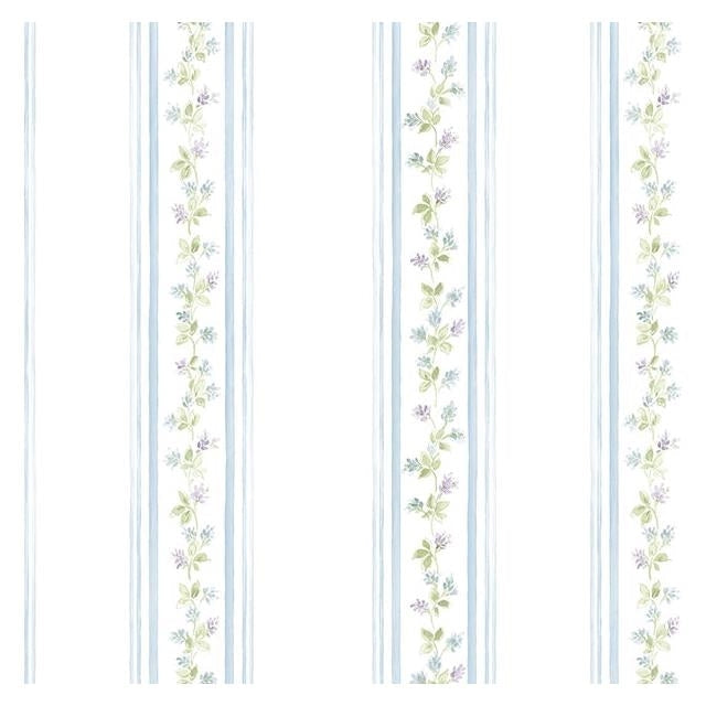 Select PR33868 Floral Prints 2 Blue Stripe Wallpaper by Norwall Wallpaper