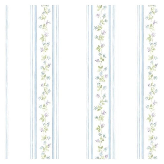 Select PR33868 Floral Prints 2 Blue Stripe Wallpaper by Norwall Wallpaper