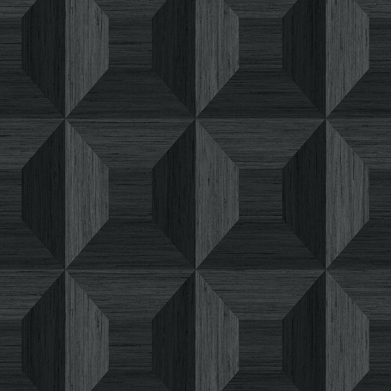 Save TC70600 More Textures Squared Away Geometric Ebony by Seabrook Wallpaper