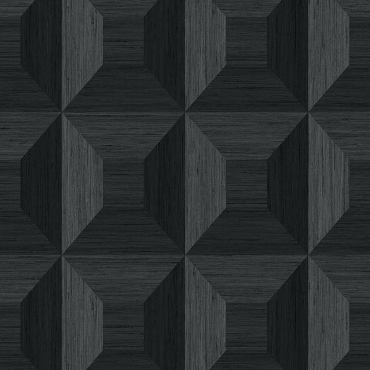 Save TC70600 More Textures Squared Away Geometric Ebony by Seabrook Wallpaper