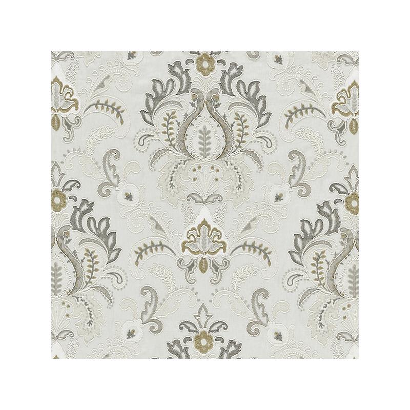 Sample 27164-002 Ava Damask Embroidery, Mineral - Scalamandre Fabric (SC 000227164)