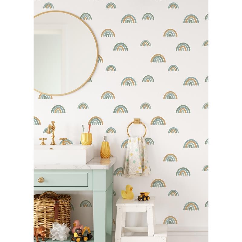 4060-139254 Fable Joss Teal Rainbow Wallpaper by Chesapeake,4060-139254 Fable Joss Teal Rainbow Wallpaper by Chesapeake2