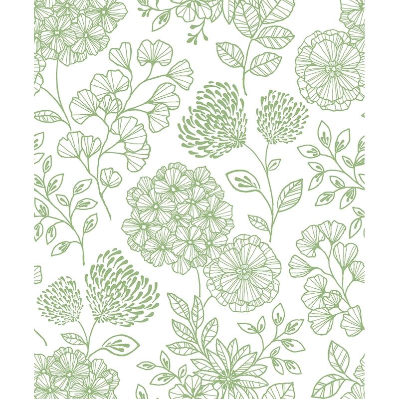 Sample 2975-26204 Scott Living II, Ada Green Floral by A-Street Prints Wallpaper