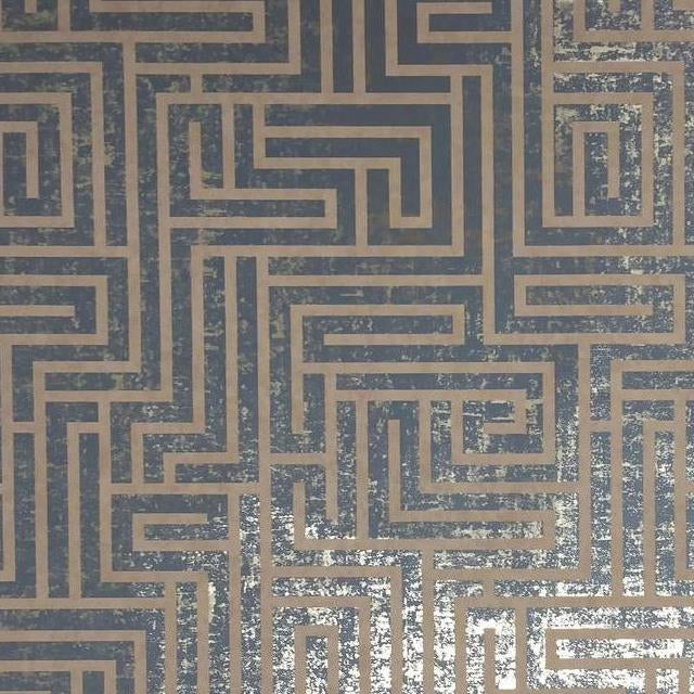 Find Y6220205 Mid Century A Maze color Blues Metallic by York Wallpaper