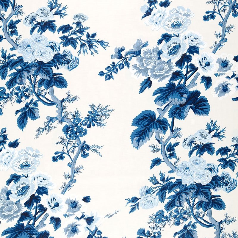 Purchase sample of 174452 Pyne Hollyhock, Indigo by Schumacher Fabric