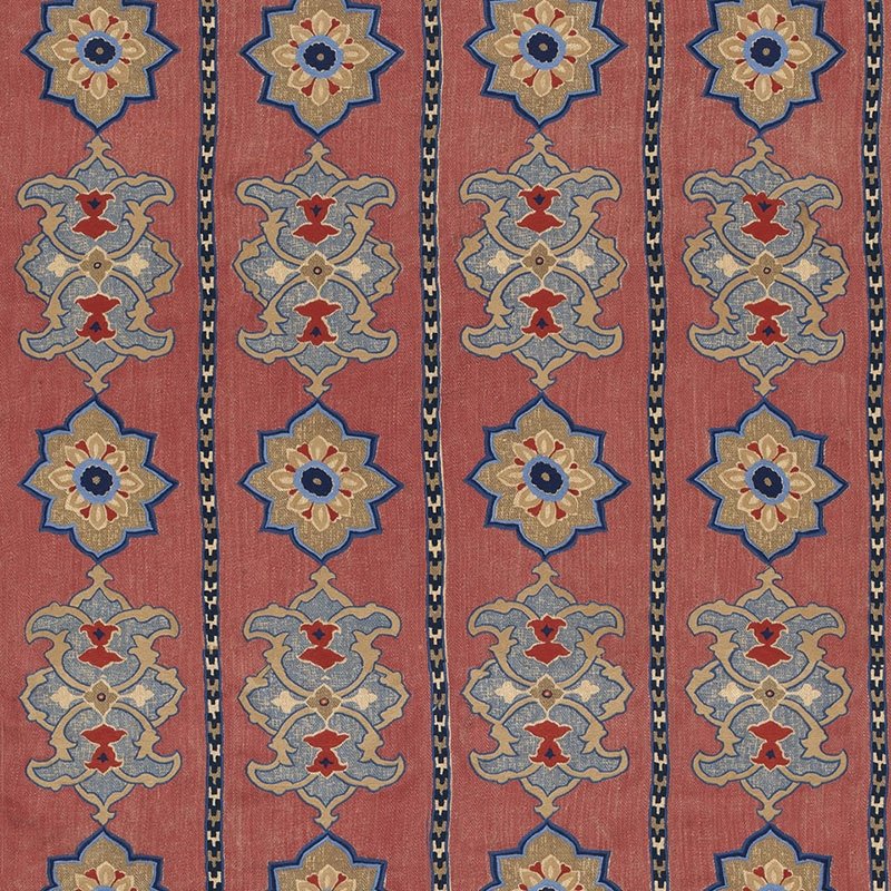 Purchase sample of 175180 Temara Embroidered Print, Pomegranate by Schumacher Fabric