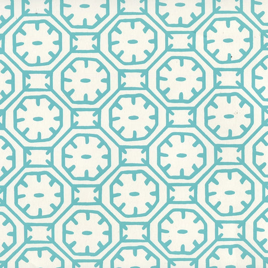 Buy 8150WP-01 Ceylon Batik Turquoise On Almost White by Quadrille Wallpaper