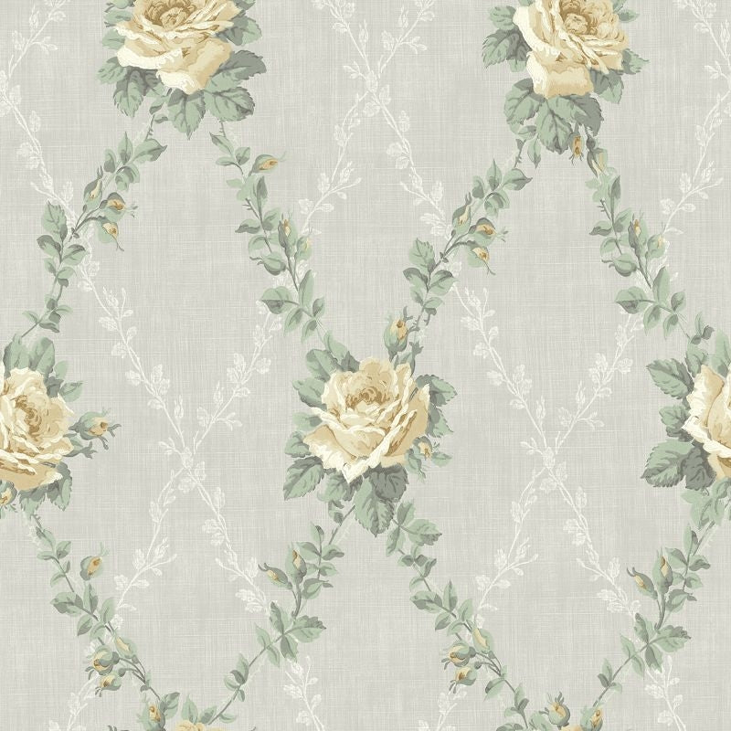 Sample FS50803 Spring Garden Rose Lattice Wallquest