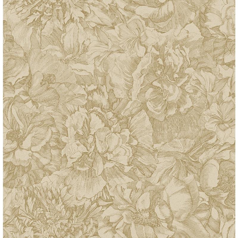 Sample 307341 Museum, Auguste Gold Floral Wallpaper by Eijffinger