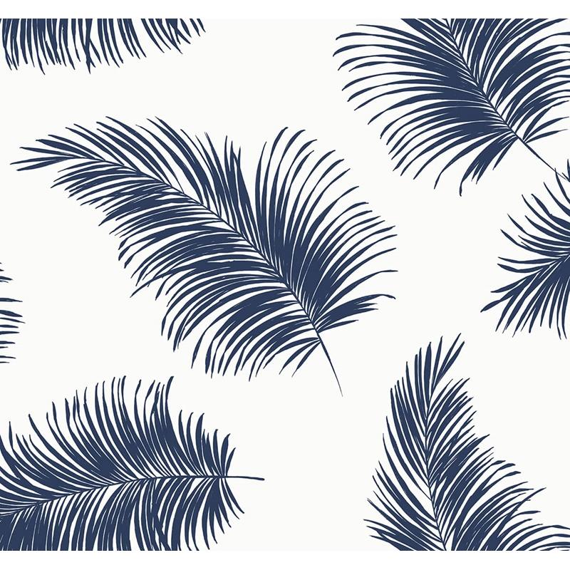 Select LN20312 Luxe Haven Tossed Palm White & Navy by Lillian August Wallpaper
