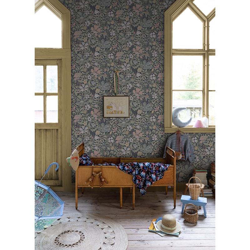 Purchase 4111-63021 Briony Midsommar Dark Blue Floral Medley Wallpaper Dark Blue A-Street Prints Wallpaper