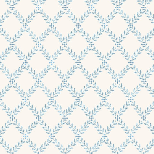 Acquire 7672 Trellis Leaves Blue by Borastapeter Wallpaper