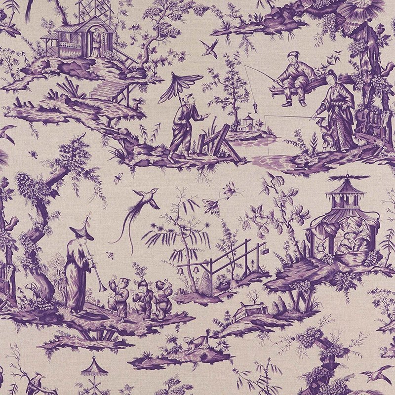 Purchase sample of 175801 Shengyou Toile, Iris by Schumacher Fabric