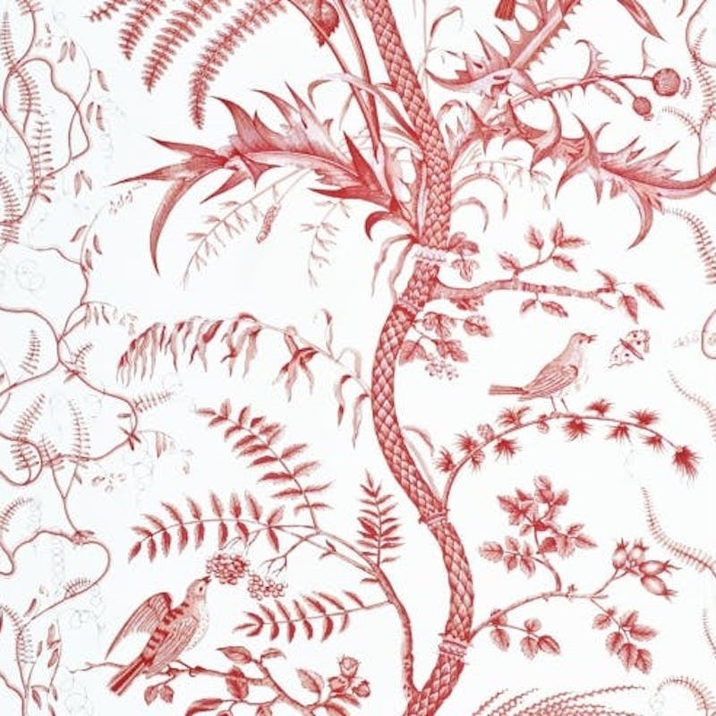 Buy BR-69518.166 Bird And Thistle Red by Brunschwig Fils
