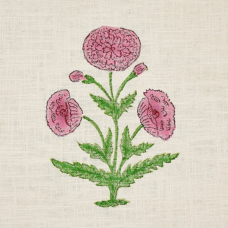 Shop 179842 Poppy Hand Block Print Rose And Grass By Schumacher Fabric