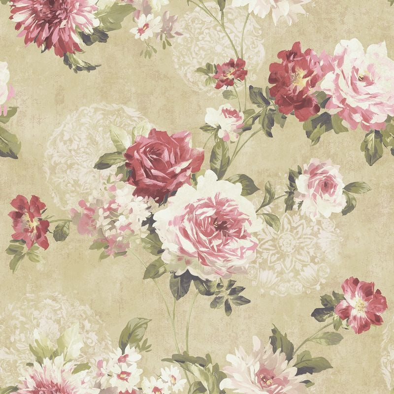 Shop VA10507 Via Allure 2 Rose Floral by Wallquest Wallpaper