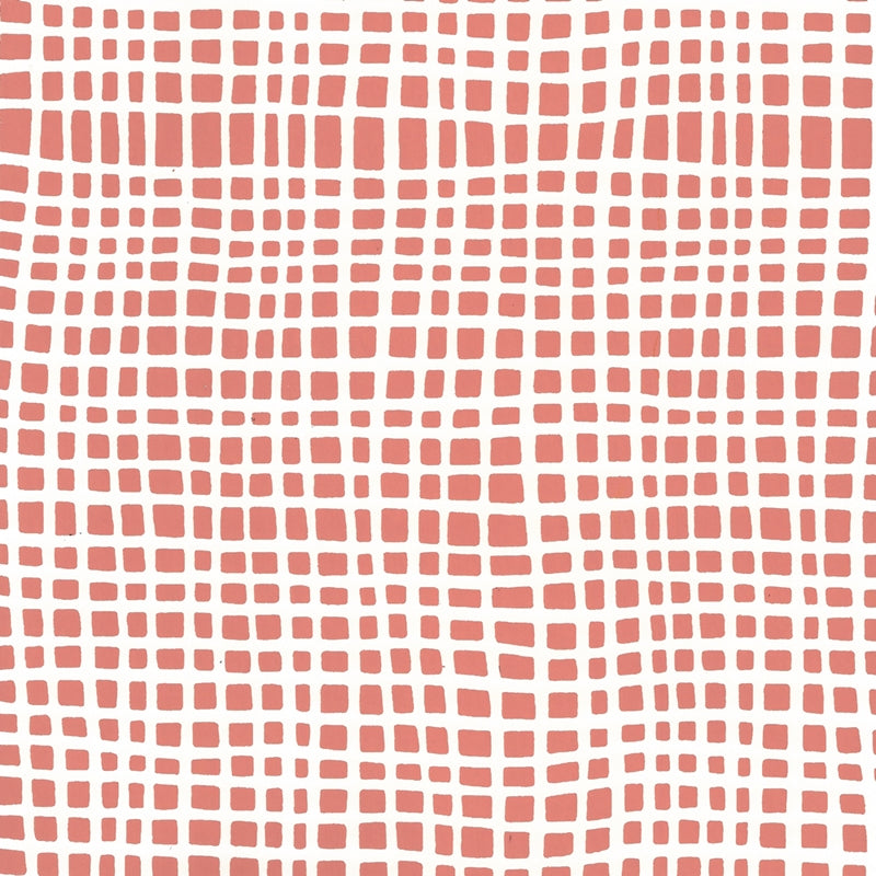 Sample AP403-06 Criss Cross, New Shrimp on Almost White by Quadrille Wallpaper