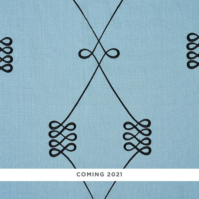 Purchase sample of 78202 Nicolette Embroidery, Dusty Blue by Schumacher Fabric