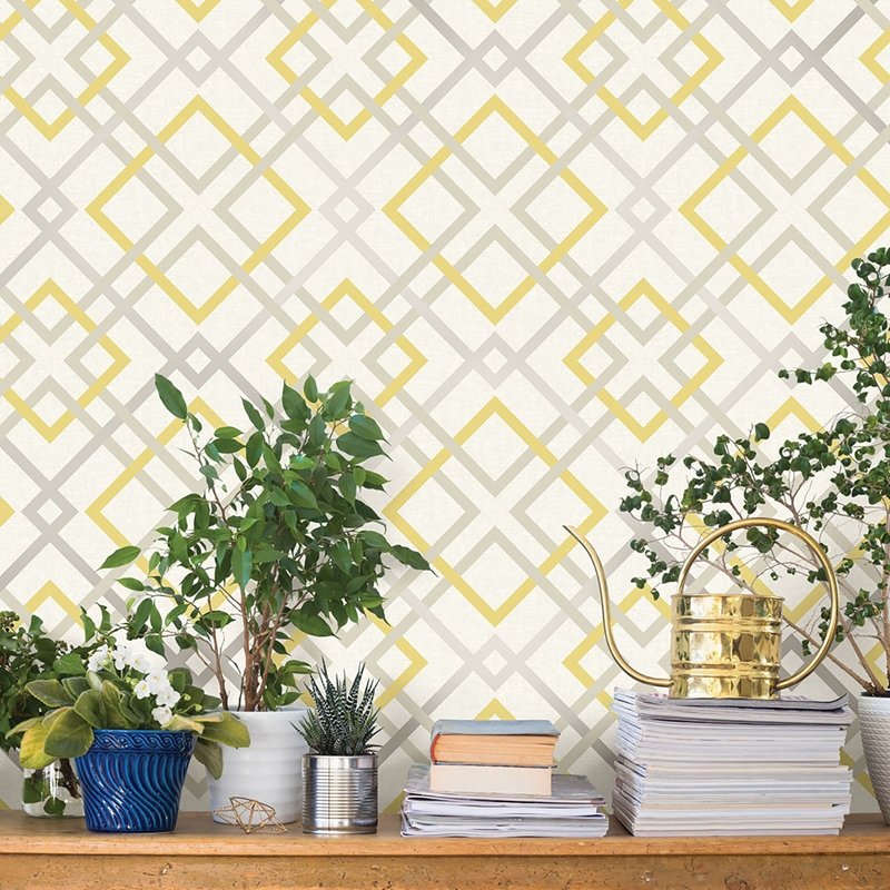 Select 2901-22652 Perennial Saltire Emile Yellow Lattice A Street Prints Wallpaper