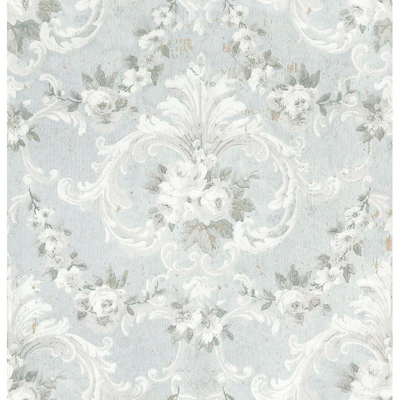 Select AST4066 Zio and Sons This Old Hudson Vintage Blue Rose Damask Blue A-Street Prints Wallpaper