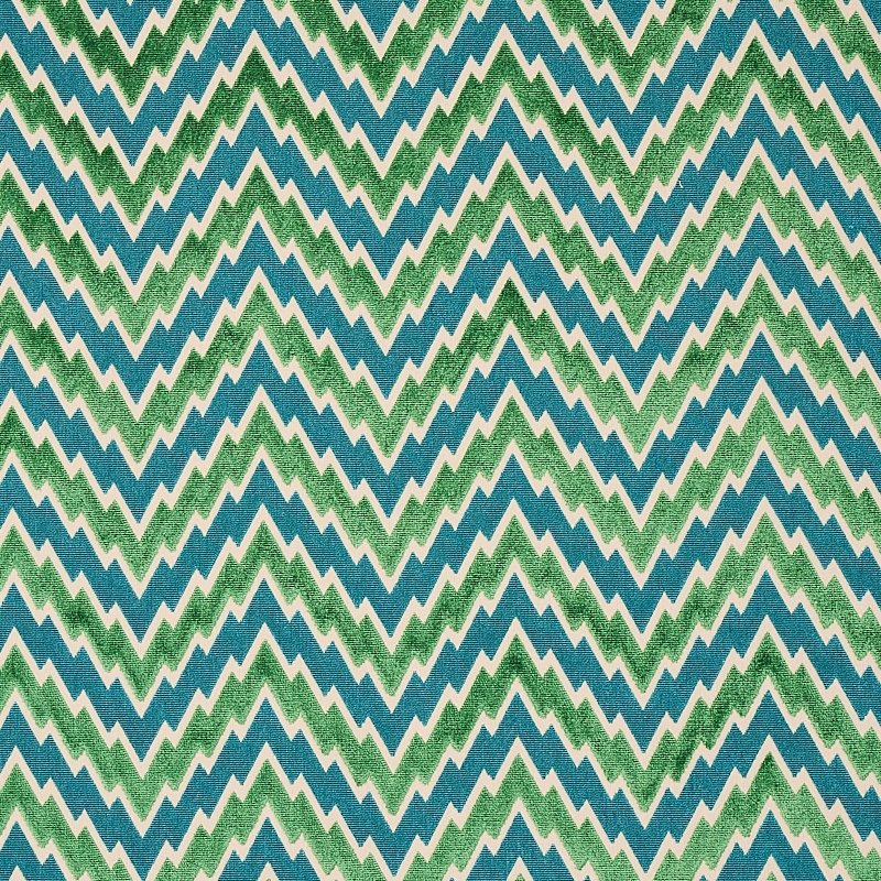 Purchase sample of 80221 Florentine Chevron Velvet, Emerald by Schumacher Fabric
