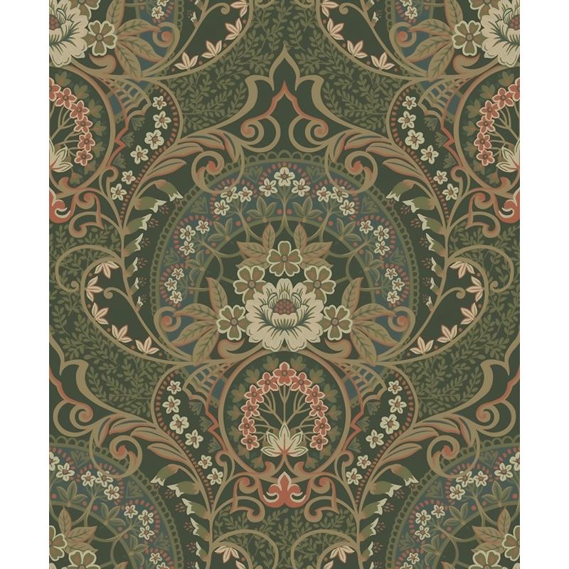316014 Posy Nasrin Dark Green Damask Wallpaper by Eijffinger,316014 Posy Nasrin Dark Green Damask Wallpaper by Eijffinger2