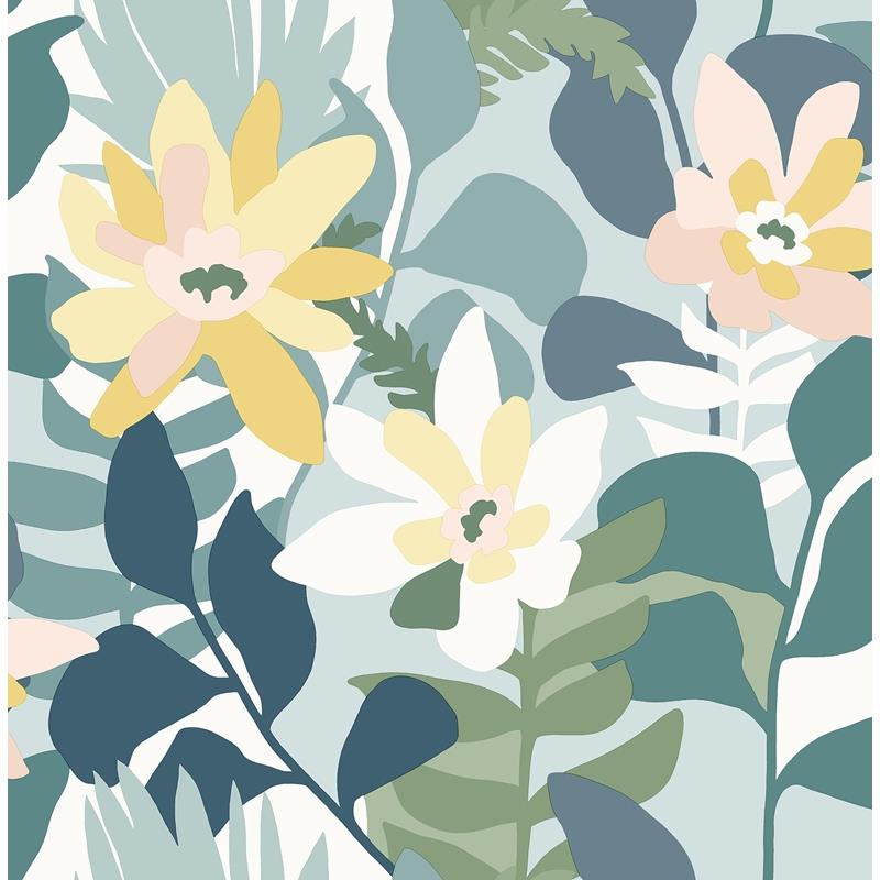 Order 4014-26456 Seychelles Koko Turquoise Floral Wallpaper Turquoise A-Street Prints Wallpaper